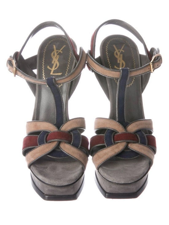 Saint Laurent Shoes - YSL Saint Laurent Suede T-Strap Sandals
